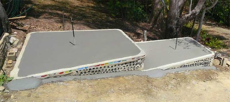 pads poured and levelled