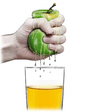 squeezing an apple for juice 