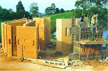 The walls at Middle Path under construction