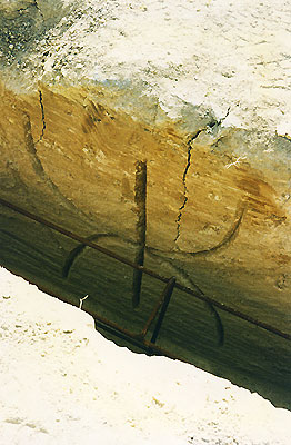 One of the symbols (for abundance) which were carved into the walls of the footings